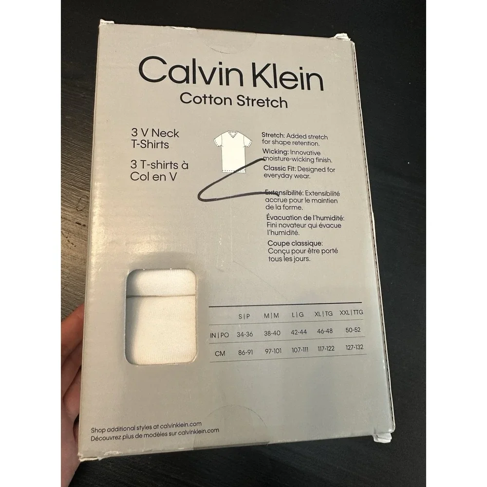 NWT Calvin Klein Cotton Classic Full Brief 3 Pack + White V-Neck Shirt Size L